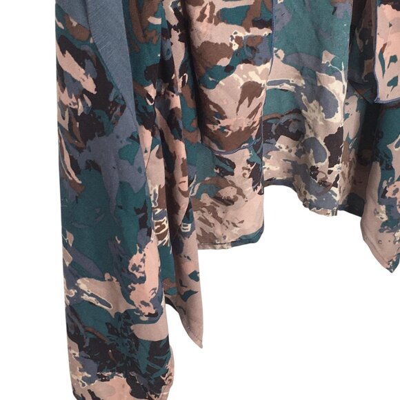 LOGO Lori Goldstein Cardigan Vest Womens XL Blue Abstract Open Front Waterfall - Picture 13 of 14